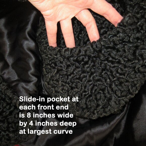 1950's Black Curly Persian lambswool Fur Stole / Dressy Wrap, Mid century style - Picture 3 of 12